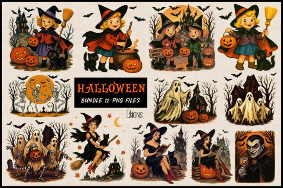Download Vintage Halloween Clipart Png Bundle - Halloween clipart Collection