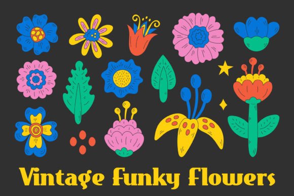 Download Vintage Funky Flowers Summer PNG Clipart - Funky flowers Collection