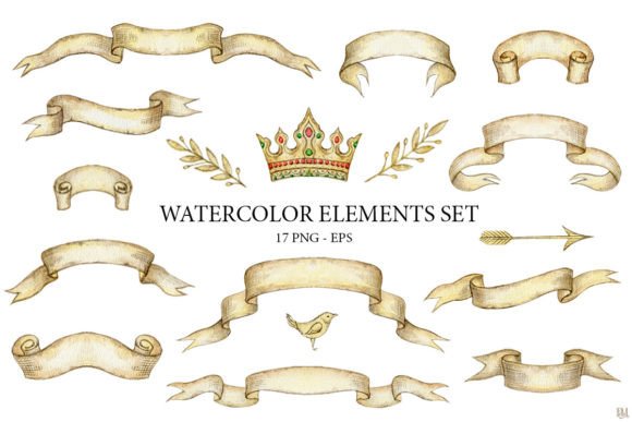 Download Watercolor Vintage Elements Set - Vintage elements Collection