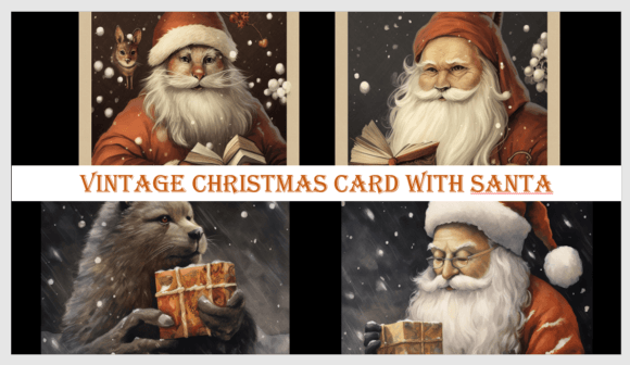 Download Vintage Christmas Card with Santa - Premium Resources