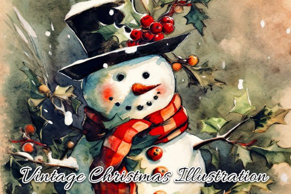 Download Vintage Christmas Card Illustration V - Premium Bundle