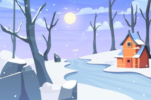 Download Winter Scene Flat Design Illustration - Winter scene Collection